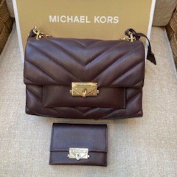 Michael Kors Cece Med Quilted Leather Shoulder Bag + Cece Small Card Case, NWT - Picture 1 of 12